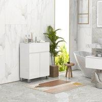 Kleankin Bathroom Floor Cabinet High Gloss Storage Cupboard with Drawer in White