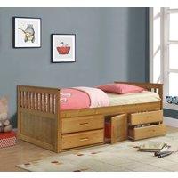 Comfy Living Ltd 3ft Wooden Captains Bed With Drawers & Storage in Light Brown | Size: Single