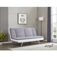 Comfy Living Ltd Charcoal Grey & White Fabric Sofa Bed 3 Seater With Faux Leather