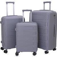Modish Furnishing Hardshell PP Luggage Suitcase Grey Set Of 3 With 4 Wheels 360 Spinner in Light Grey