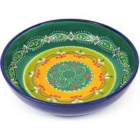 Verano Spanish Ceramics Classic Spanish Hand Painted Kitchen Dining Food Bowl 26cm in Orange