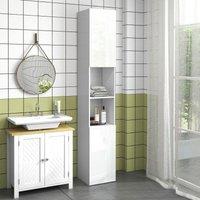 Kleankin High Gloss Bathroom Storage Cabinet with Adjustable Shelves White