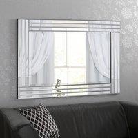 Agenzia 14 Large Venetian Art Deco Triple Glass Framed Wall Mirror 120 x 80cm in Silver | Size: 120 x 80 cm
