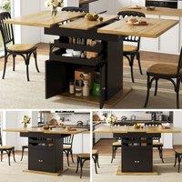 BTM Telescopic Dining Table 110-140cm Extendable Kitchen Table in Black
