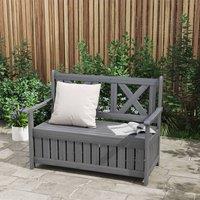 OUTSUNNY Wood Storage Garden Bench for Patio Outdoor Seating, Charcoal Grey in Dark Grey