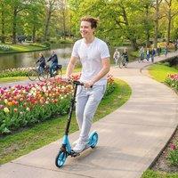 HOMCOM Folding Kick Scooter for 14+ w/ Adjustable Height in Blue