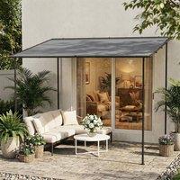 OUTSUNNY 3 x 2 m Lean to Garden Pergola, Metal Frame Gazebo Pergola, Grey | Size: 3m x 2m