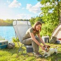 OUTSUNNY Camping Chair Portable with Side Pocket in Light Grey | Size: Single