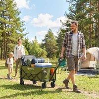 OUTSUNNY 60L Festival Trolley on Wheels, Collapsible Wagon Cart in Green | Size: Large