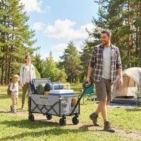 OUTSUNNY 60L Festival Trolley on Wheels, Collapsible Wagon Cart in Grey | Size: Large