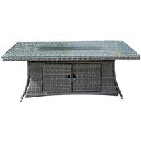 Direct Wicker 6-Seat Rattan Rectangular Fire Pit Dining Table in Grey | Size: 3 Pack