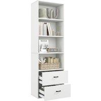Gymax Modern Bookcase 188 cm Tall Bookshelf 6-Tier Freestanding Cabinet in White