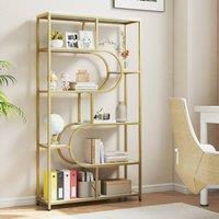 Gymax 8-Tier Etagere Bookcase Industrial Tall Display Shelf Open Shelves in Gold