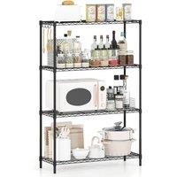 Gymax 4-Tier Wire Shelving Unit Adjustable Utility Display Shelf for Kitchen in Black