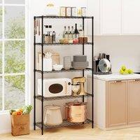 Gymax 5-Tier Wire Shelving Unit Adjustable Utility Display Shelf for Kitchen in Black