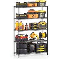 Gymax 5-Tier Adjustable Wire Shelving Unit Utility Display Shelf for Kitchen in Black