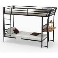Gymax Single over Single Loft Bed Metal Bunk Bed with Desk With Ladders in Black