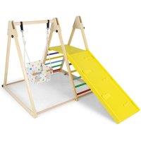 Costway 4-in-1 Climbing Ramp & Ladder Playset Wooden Playground Jungle Gym