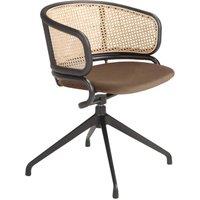Angel Cerda Brown Velvet & Rattan Swivel Dining Chair Armrests