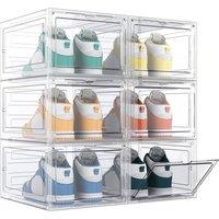 EONLION White 6 Pack Transparent Shoe Storage Boxes Hard Plastic in Clear