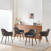 SONARA Set of 4 Modern Faux Suede Dining Chairs With Ergonomic Design in Grey