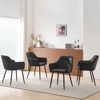 SONARA Set of 4 Modern Faux Suede Dining Chairs With Ergonomic Design in Black