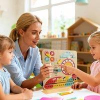 Costway Kids Montessori Educational Learning Toy Daily Calendar Wooden Toy