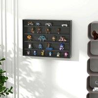 HOMCOM 5-Tier Wall Mounted Cabinet Display Shelf Unit w/ Adjustable Shelves Glass Doors in Black | Size: Small