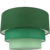 Happy Homewares Contemporary Round Triple Tier Cotton Fabric Pendant Light Shade in Green | Size: 14 inches
