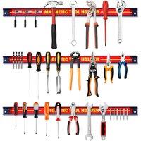 Costway Set of 3 Magnetic Tool Strip Holder Garage Rail Wall Mounted Bits Storage Rack in Red