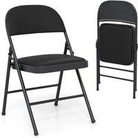 Costway Folding Chairs Padded Party Chairs with Metal Frame in Black