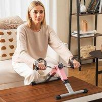 Costway Under Desk Exercise Bike Foldable Mini Pedal Exerciser in Pink