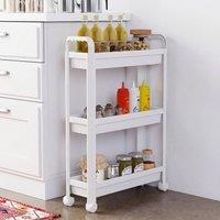 Costway 3-Tier Rolling Storage Cart Bathroom Organizer Slim Shelving Unit in White