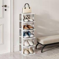Costway 6-Tier Modern Stackable Shoe Rack Plastic Entryway Shoe Storage Shelf in White