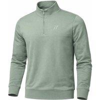 Foster Taylor Men's Quarter-Zip Mock-Neck Sweatshirt in Pale Green | Size: Small