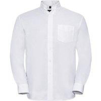 Russell Collection Men's Oxford Long-Sleeved Shirt in White | Size: 19.5 in