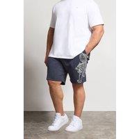 BadRhino Men's Tiger Printed Jogger Shorts in Mid Navy | Size: 3XL