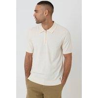 threadbare Men's Cable Knit Quarter Zip Polo in Natural | Size: Large