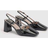 Oasis Women's Becky Slingback Block heeled Sandals in True Black | Size: 5