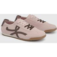 Oasis Women's Patrick Faux Suede Lace Up Trainers in Rose | Size: 4