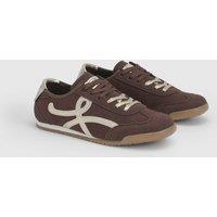 Oasis Women's Patrick Faux Suede Lace Up Trainers in Chocolate | Size: 4