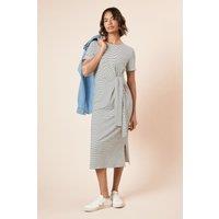 Dorothy Perkins Women's Knot Detail Stripe T-Shirt Dress in Mono | Size: 16