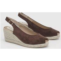 Wallis Women's Josie Faux Suede Peeptoe Slingback Medium Espadrille Wedge Sandals in Brown | Size: 6