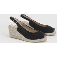 Wallis Women's Josie Faux Suede Peeptoe Slingback Medium Espadrille Wedge Sandals in Natural Black | Size: 5