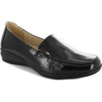 MyShoeStore Women's Wide Fit Moccasin Loafers Flat Wedge Comfort Casual Shoes in Black | Size: 7-Wide Fit