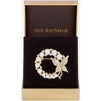Jon Richard Women's Gold Plated Pearl & Butterfly Brooch - Gift Box
