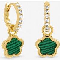 Inicio Women's Gold Plated & Malachite Flower Earrings - Gift Pouch