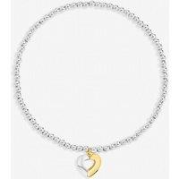 Inicio Women's Sterling Silver Plated Two Tone Heart Stretch Bracelet - Gift Pouch