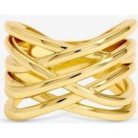 Jon Richard Women's Gold Plated Polished Cross Over Ring | Size: Large