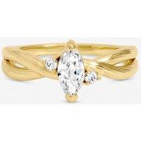 Jon Richard Women's Gold Plated Navette Cubic Zirconia Ring | Size: Medium